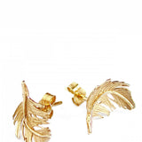 Feather Stud Earrings Gold