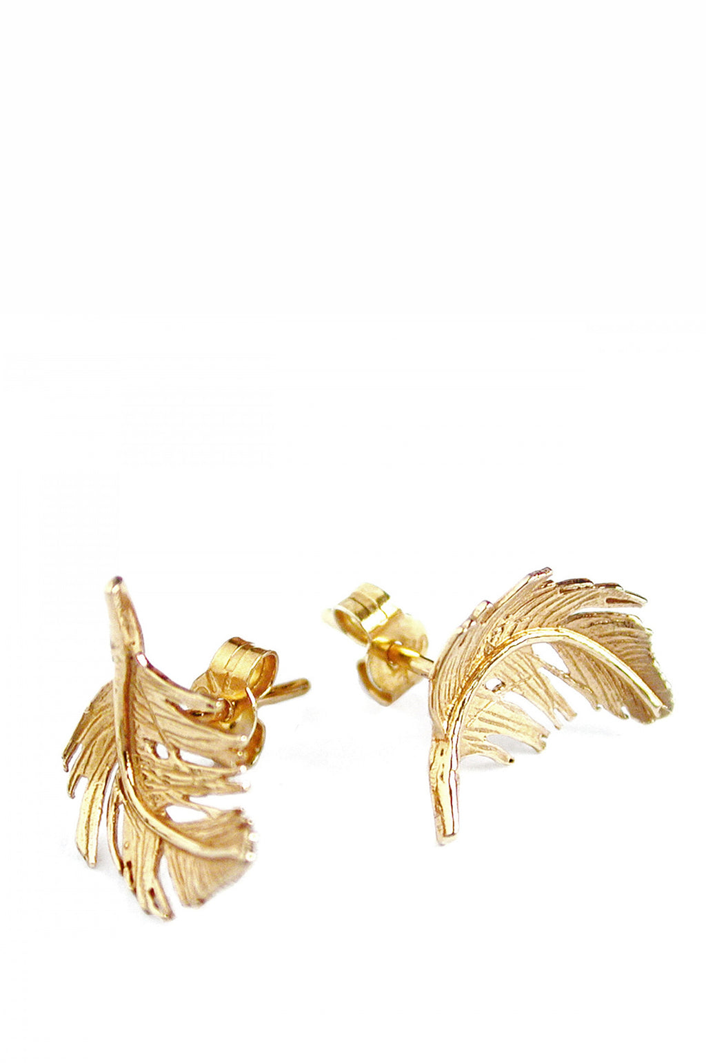 Feather Stud Earrings Gold