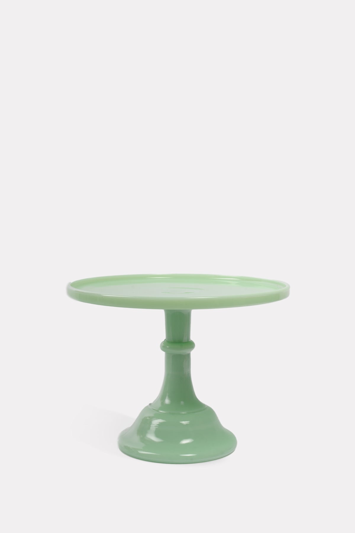 Mosser Glass 10 inch bright jade green footed cake plate. 
