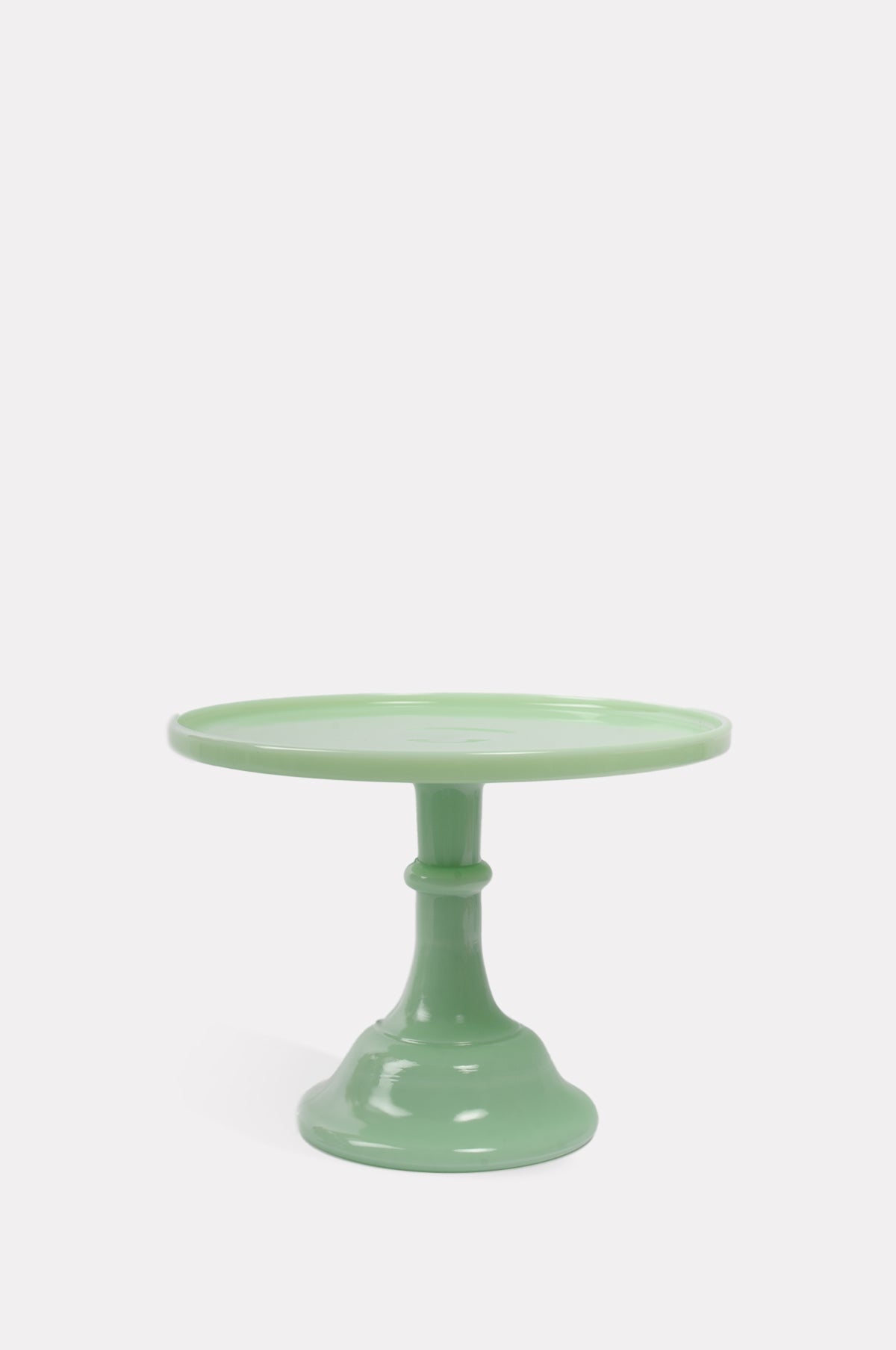 Mosser Glass 10 inch bright jade green footed cake plate. 