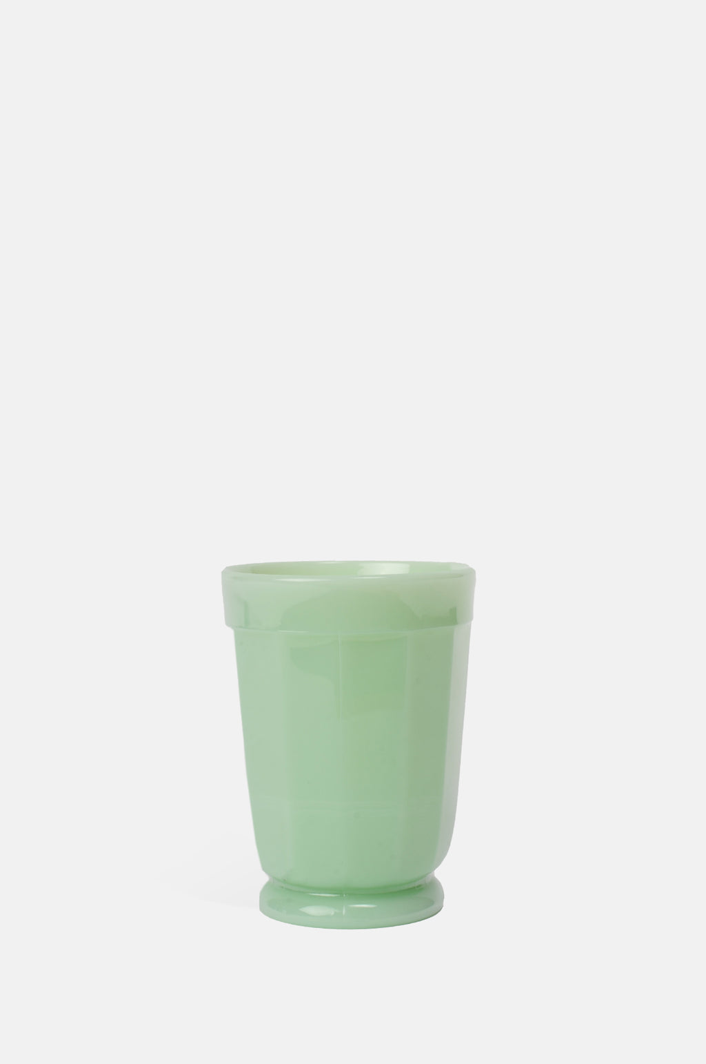Mosser Glass moulded milk glass bright jade green panelled tumbler.