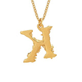 Floral Letter K Necklace Gold Plate