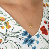 Floral Letter K Necklace Gold Plate