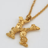 Floral Letter K Necklace Gold Plate