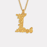Floral Letter L Necklace Gold Plate