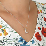 Floral Letter L Necklace Gold Plate