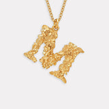 Floral Letter M Necklace Gold Plate