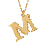 Floral Letter M Necklace Gold Plate