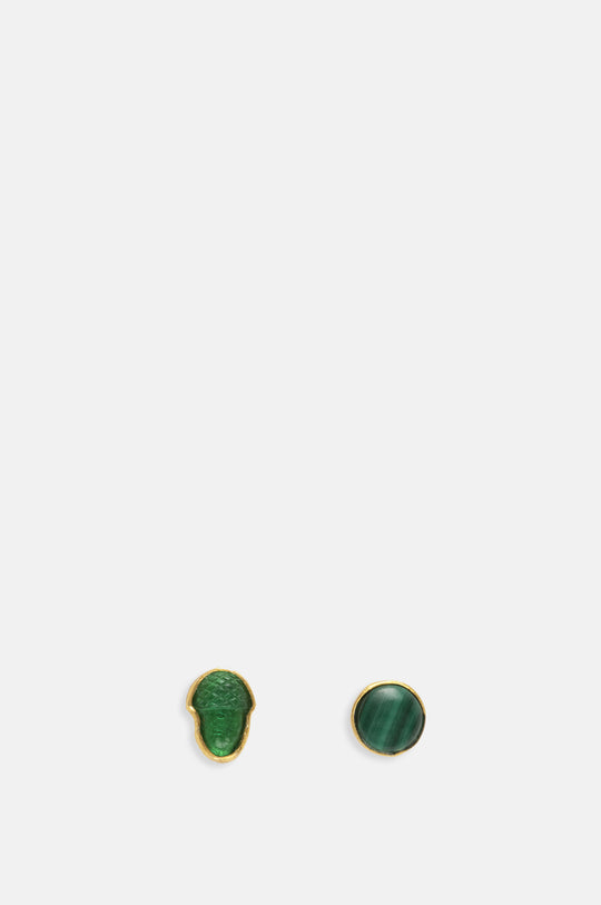 Mismatched Malachite Stud Earrings