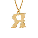 Floral Letter R Necklace Gold Plate
