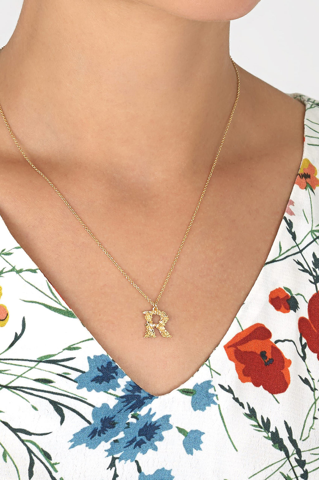14K Gold Block Letter Initial R Necklace - Beverlys Jewelers