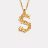 Floral Letter S Necklace Gold Plate