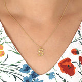 Floral Letter S Necklace Gold Plate