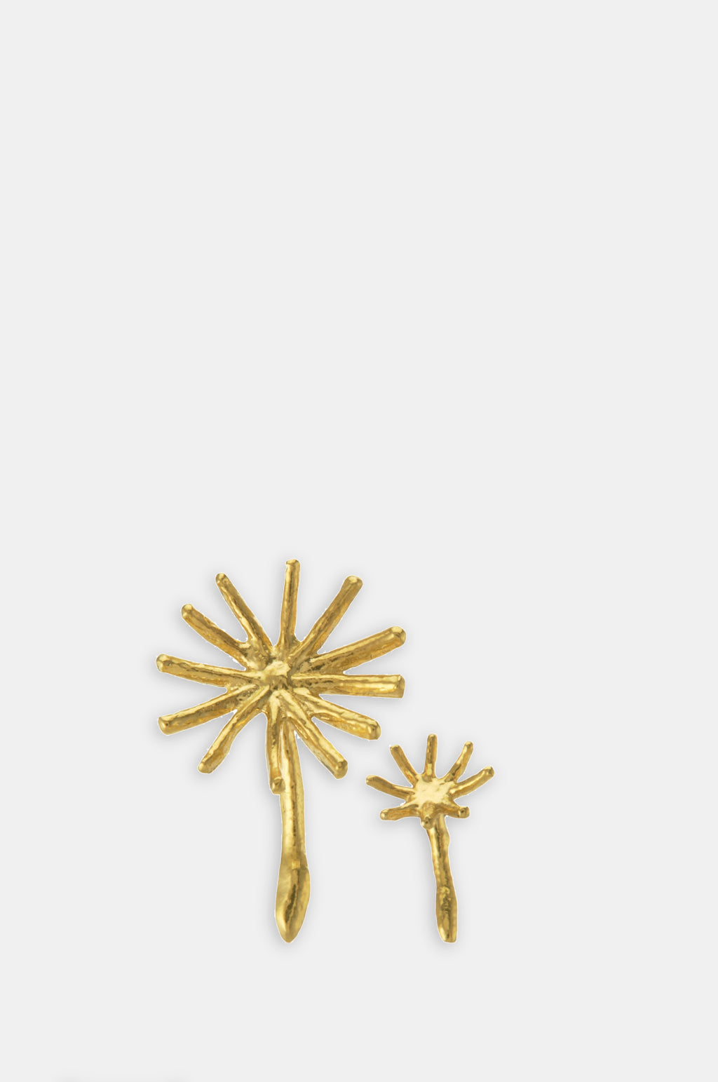 Asymmetric Dandelion Fluff Stud Earrings Gold Plate