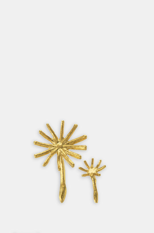 Asymmetric Dandelion Fluff Stud Earrings Gold Plate