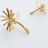 Asymmetric Dandelion Fluff Stud Earrings Gold Plate