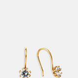White Topaz Bud Hook Earrings Gold Plate