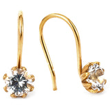 White Topaz Bud Hook Earrings Gold Plate