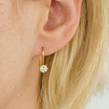 White Topaz Bud Hook Earrings Gold Plate
