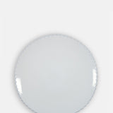 Costa Nova pearl white china dinner plate with pearl edging.