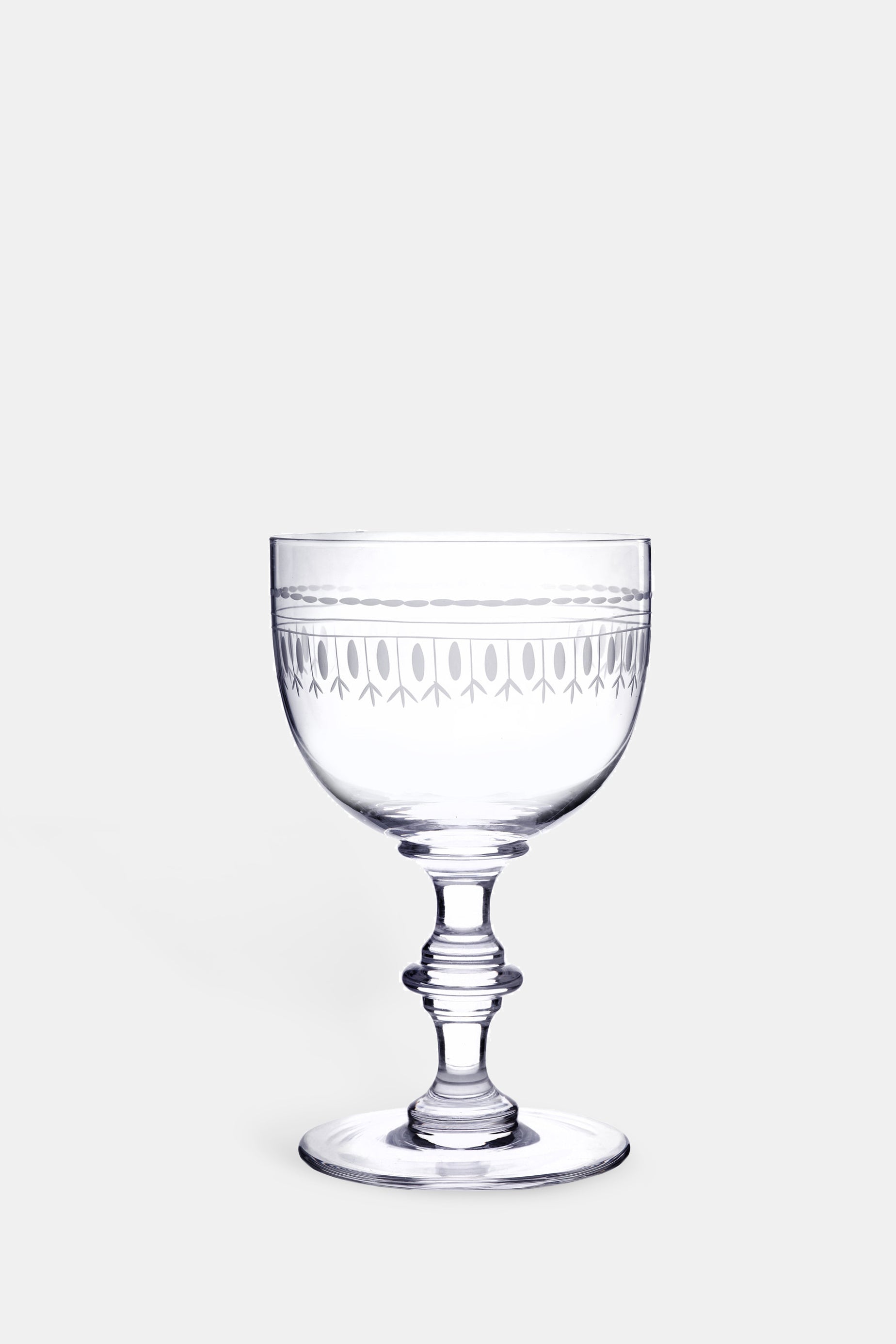 The Vintage List ovals wine goblet set with oval motif.