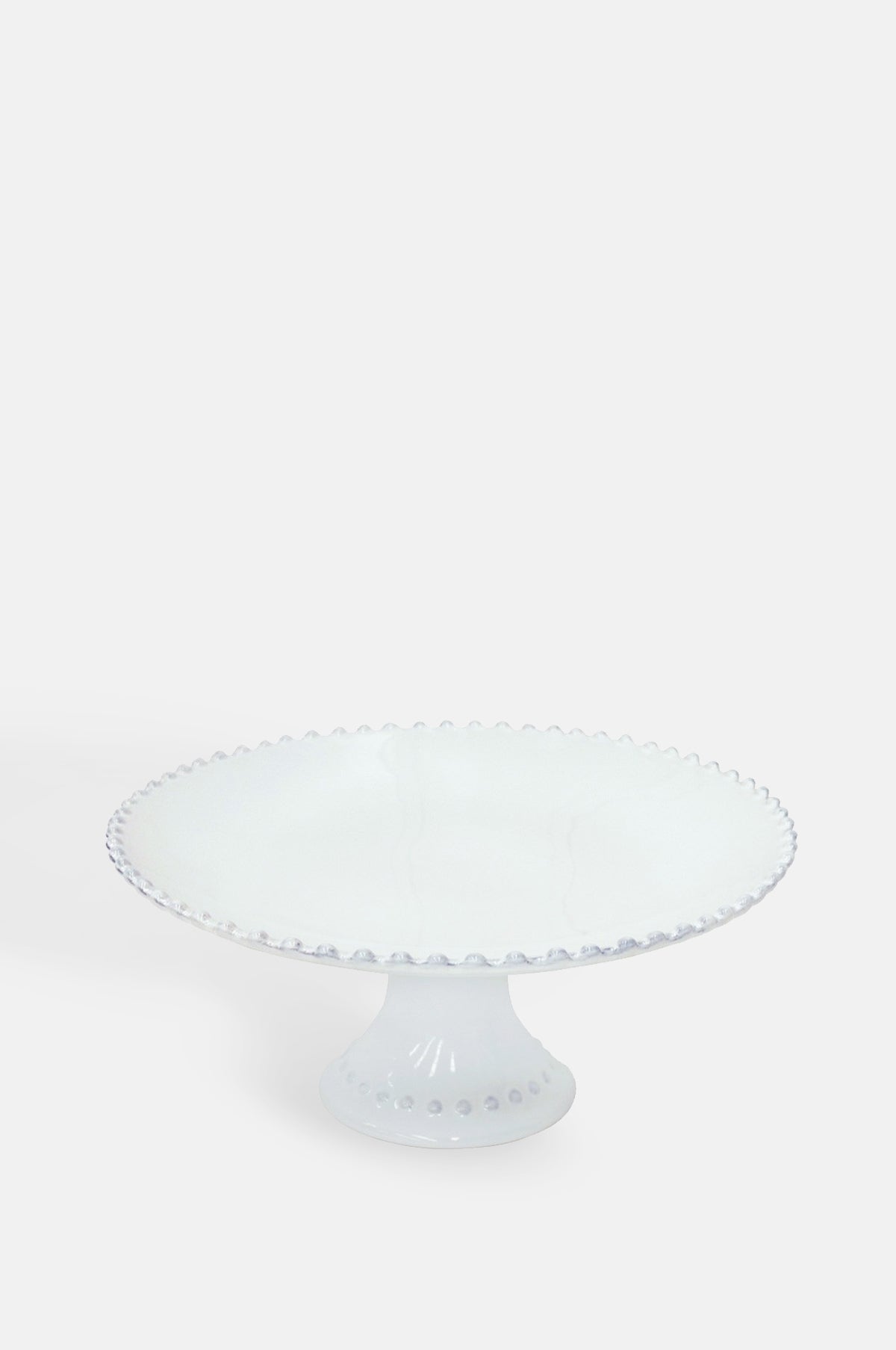 Costa Nova pearl white footed cake plate 28cm with pearl edging.