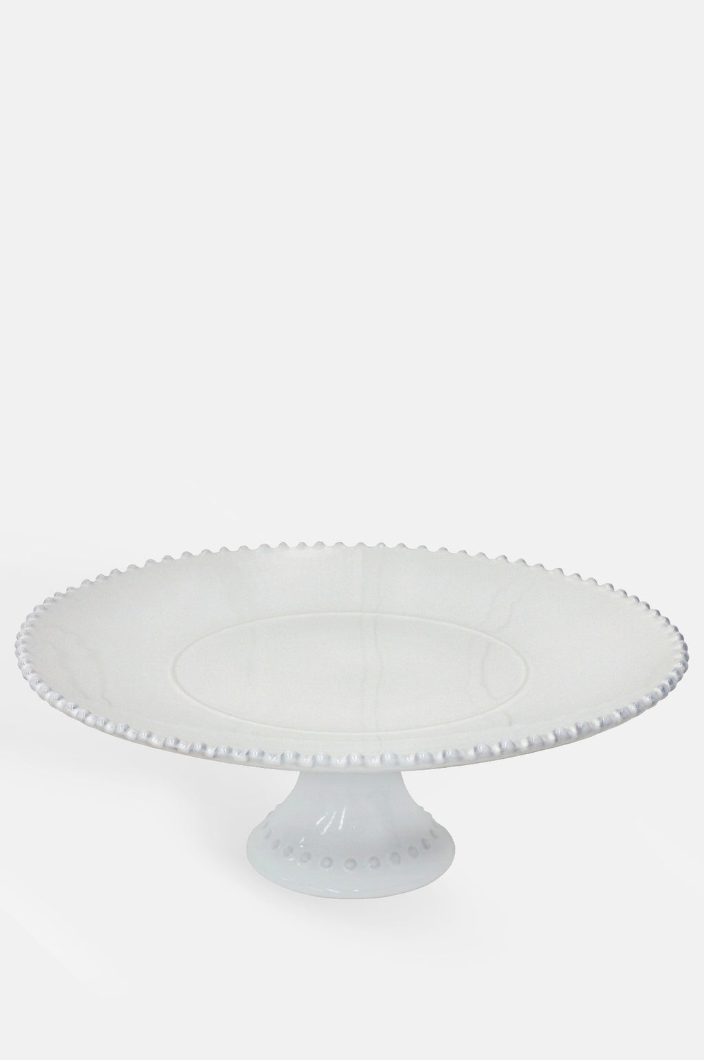 Costa Nova pearl white footed cake plate 33cm with pearl edging.