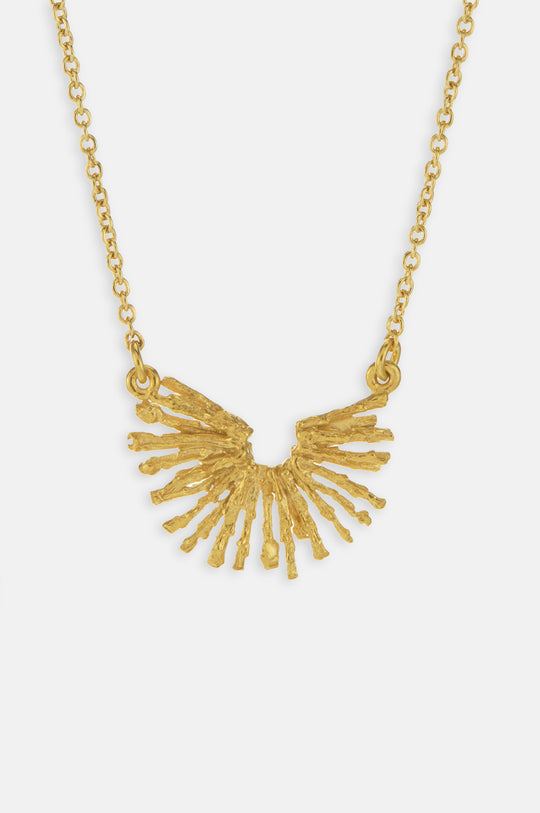 Nest Structure Crescent Necklace Gold Plate