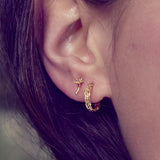 Nest Structure Mini Hoop Earrings Gold Plate