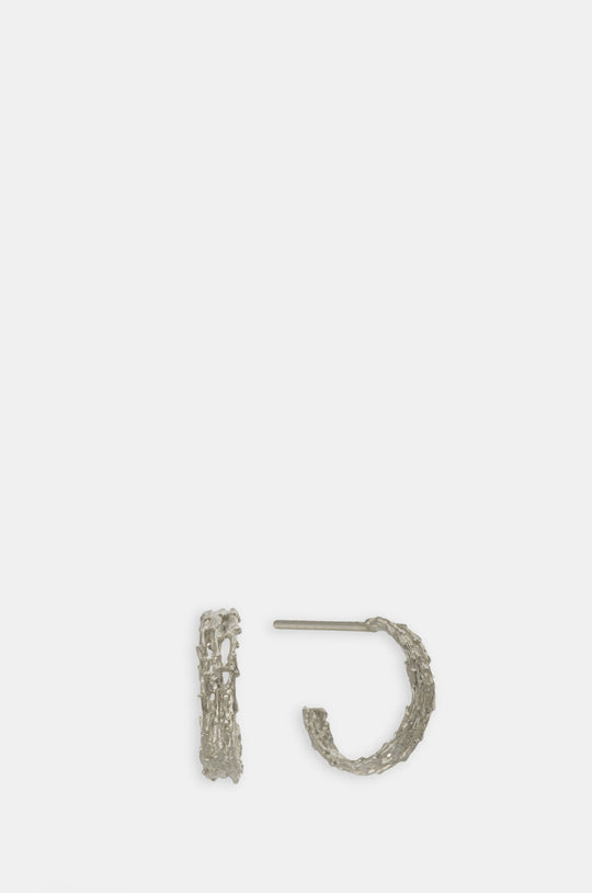 Nest Structure Mini Hoop Earrings Silver