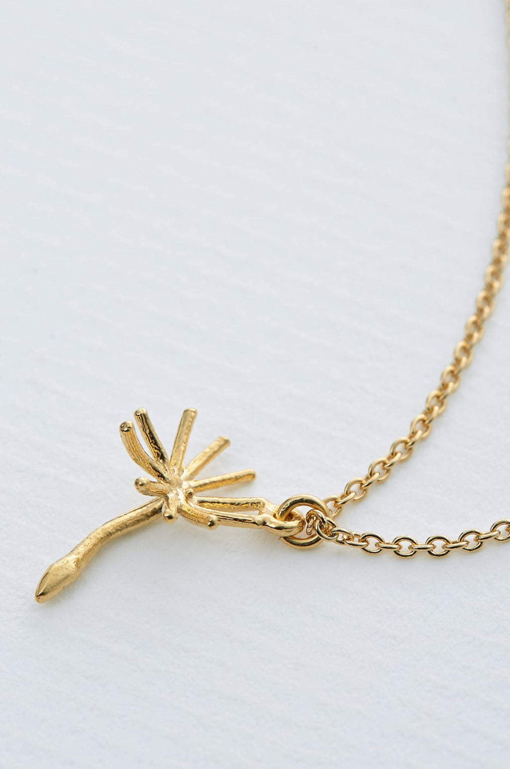 Single Dandelion Fluff Necklace Gold Plate