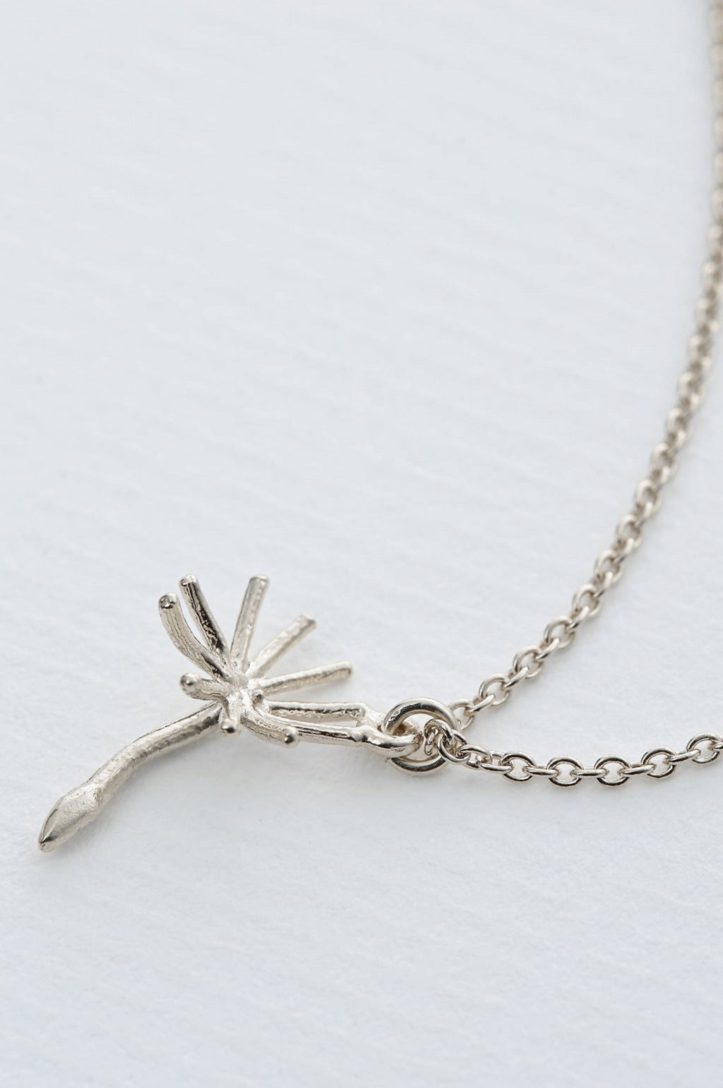 Single Dandelion Fluff Necklace Silver